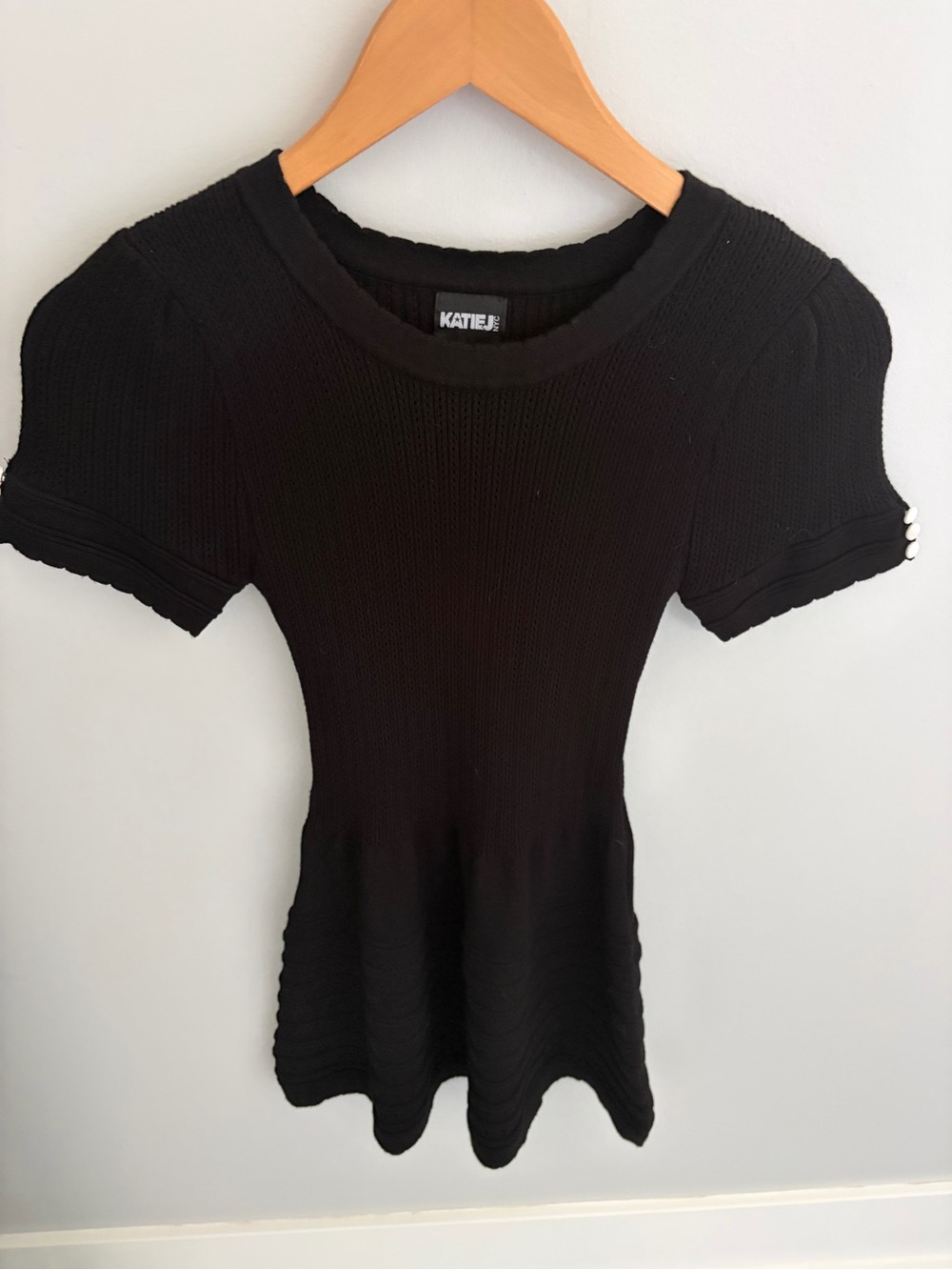 Katie J NYC Black Knit Short-Sleeve dress XL